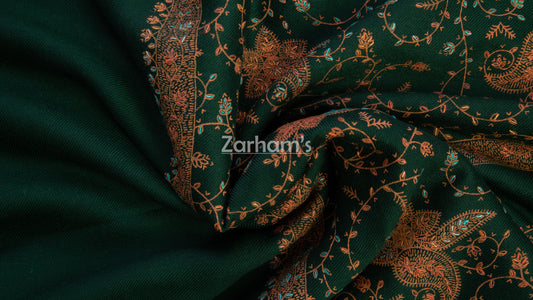 Handmade Pashmina shawl hand printed and embroided