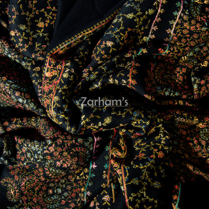 Handmade Pashmina shawl hand printed and embroidered