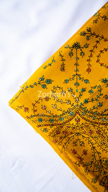 Handmade Pashmina shawl hand printed and embroidered