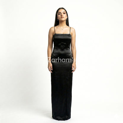 Handmade Midnight Black Silk Long Dress | Premium Quality Silk Formal and Party Dresses