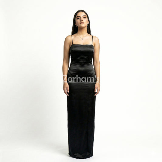 Handmade Midnight Black Silk Long Dress | Premium Quality Silk Formal and Party Dresses