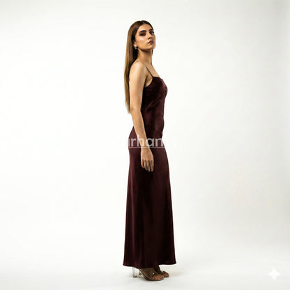 Handmade Maroon Silk Long Dress | Premium Quality Silk Formal and Party Dresses
