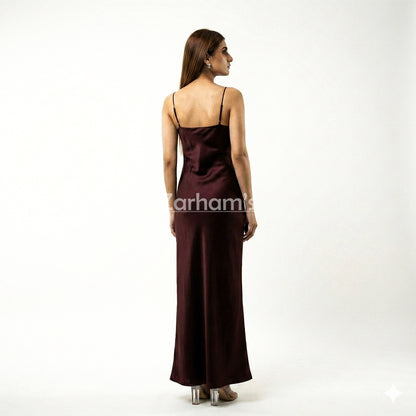 Handmade Maroon Silk Long Dress | Premium Quality Silk Formal and Party Dresses