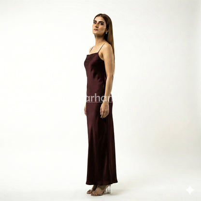 Handmade Maroon Silk Long Dress | Premium Quality Silk Formal and Party Dresses