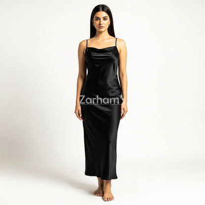 Handmade Midnight Black Silk Long Dress | Premium Quality Silk Formal and Party Dresses