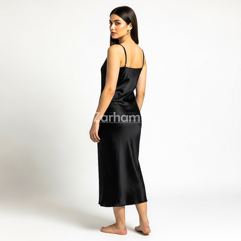 Handmade Midnight Black Silk Long Dress | Premium Quality Silk Formal and Party Dresses