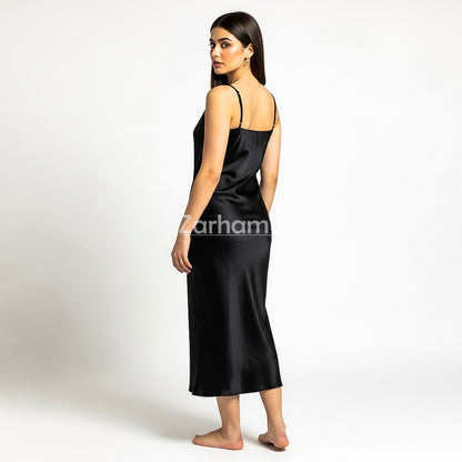 Handmade Midnight Black Silk Long Dress | Premium Quality Silk Formal and Party Dresses