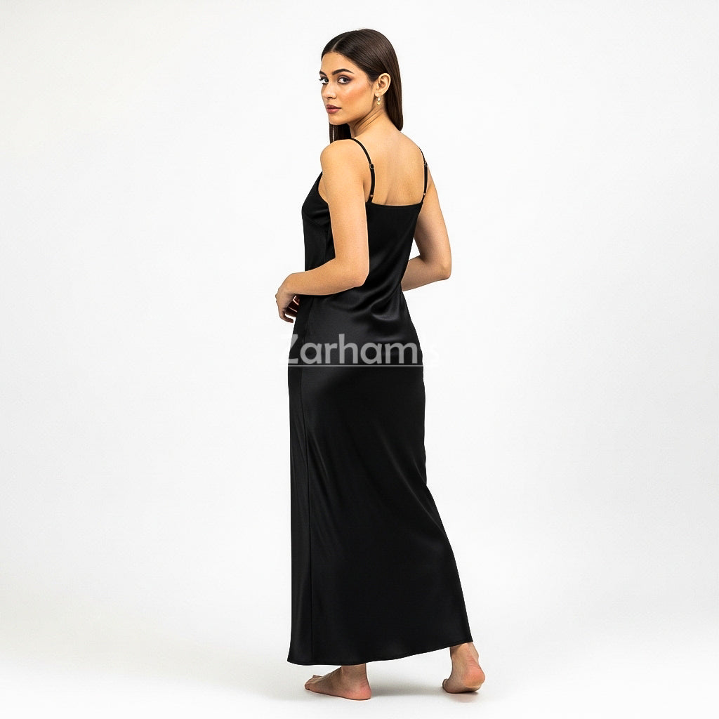 Handmade Midnight Black Silk Long Dress | Premium Quality Silk Formal and Party Dresses