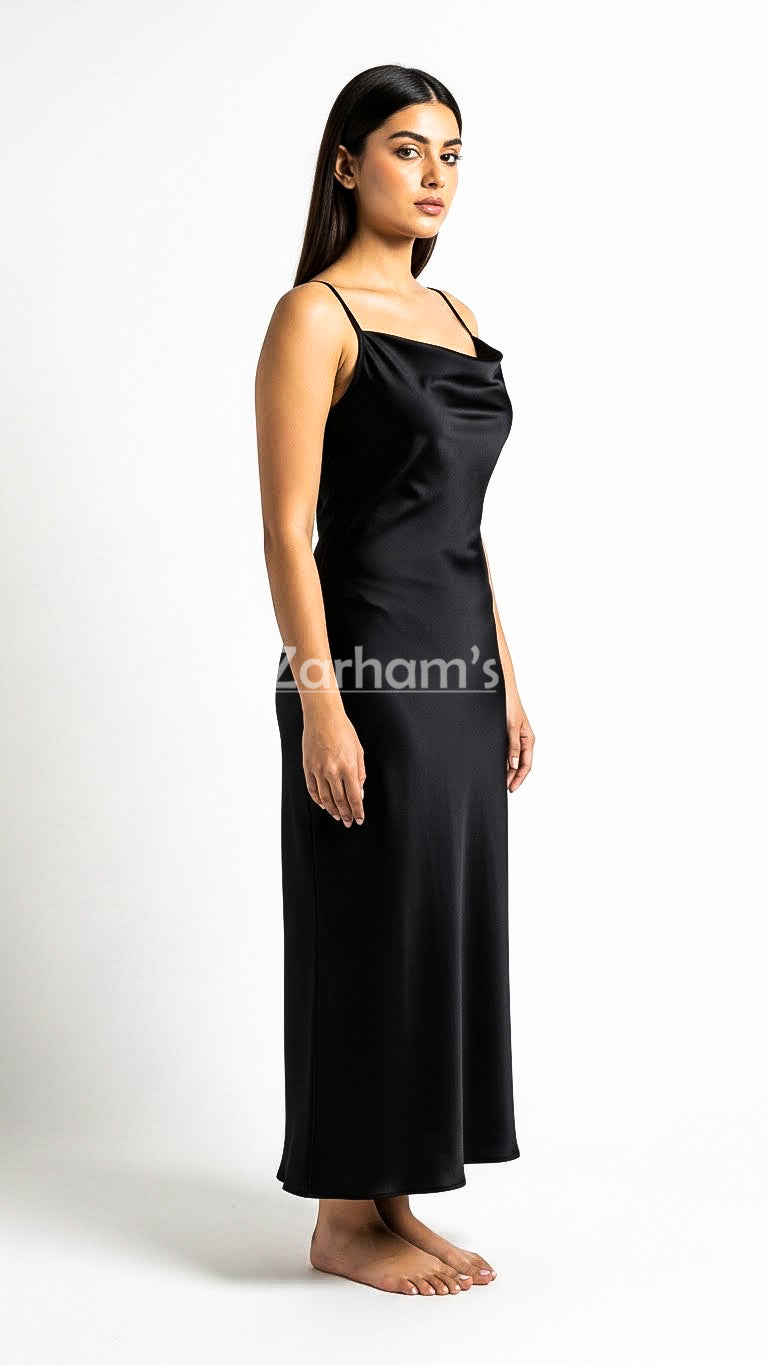 Handmade Midnight Black Silk Long Dress | Premium Quality Silk Formal and Party Dresses