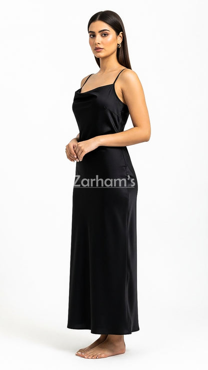 Handmade Midnight Black Silk Long Dress | Premium Quality Silk Formal and Party Dresses