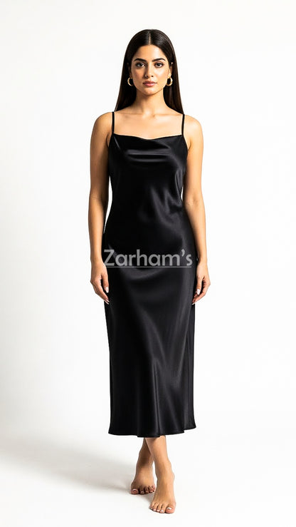 Handmade Midnight Black Silk Long Dress | Premium Quality Silk Formal and Party Dresses