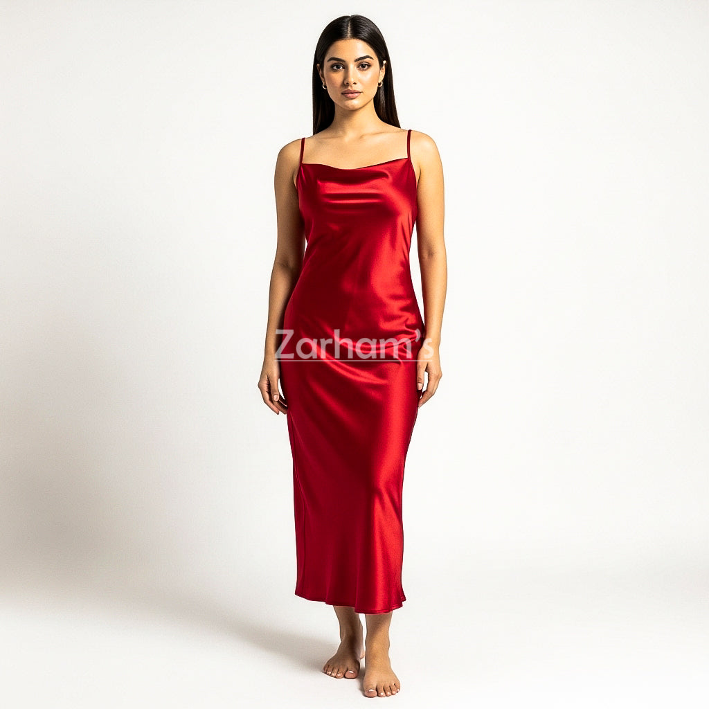 Handmade Blood Red Silk Long Dress | Premium Quality Silk Formal and Party Dresses