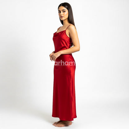 Handmade Blood Red Silk Long Dress | Premium Quality Silk Formal and Party Dresses