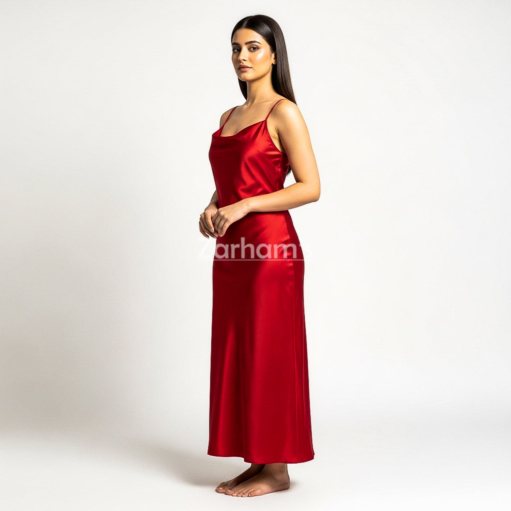 Handmade Blood Red Silk Long Dress | Premium Quality Silk Formal and Party Dresses