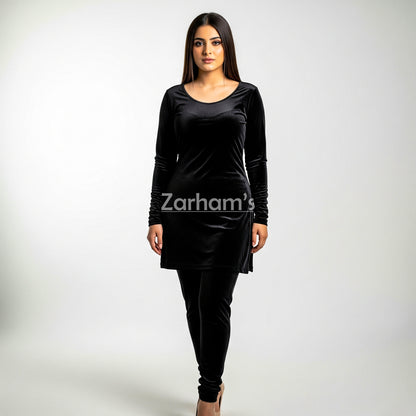 Handmade Velvet Black Kameez Shalwar Suit | Premium Quality Velvet Formal and Party Dresses