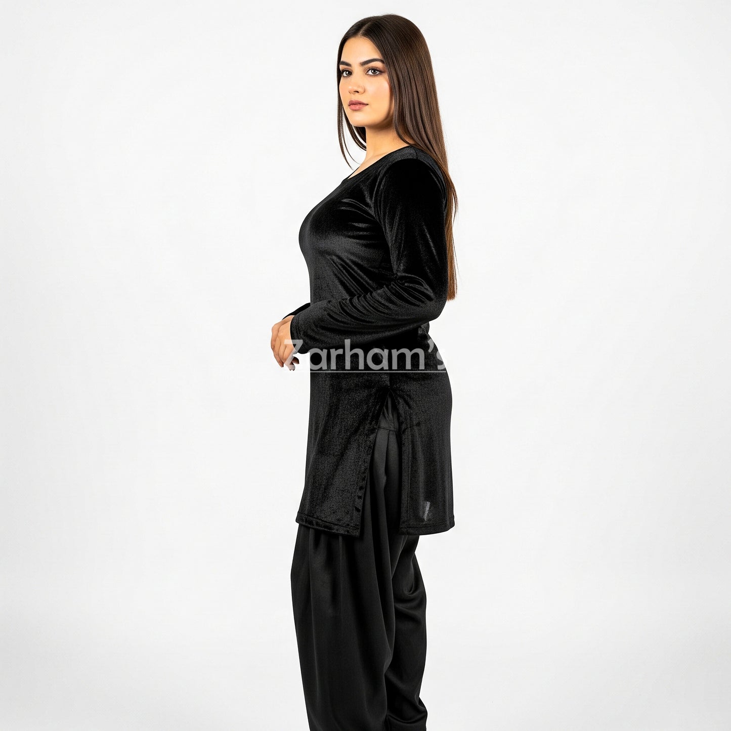 Handmade Velvet Black Kameez Shalwar Suit | Premium Quality Velvet Formal and Party Dresses